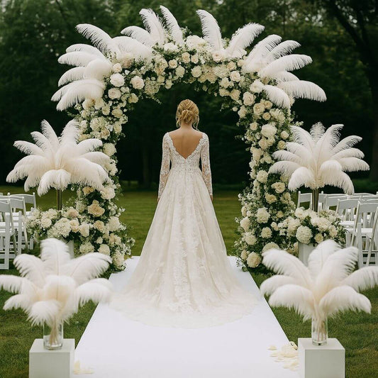 1/2 Lb - 18-24" White Prime Grade Large Ostrich Wing Plume Wholesale Feathers (Bulk)