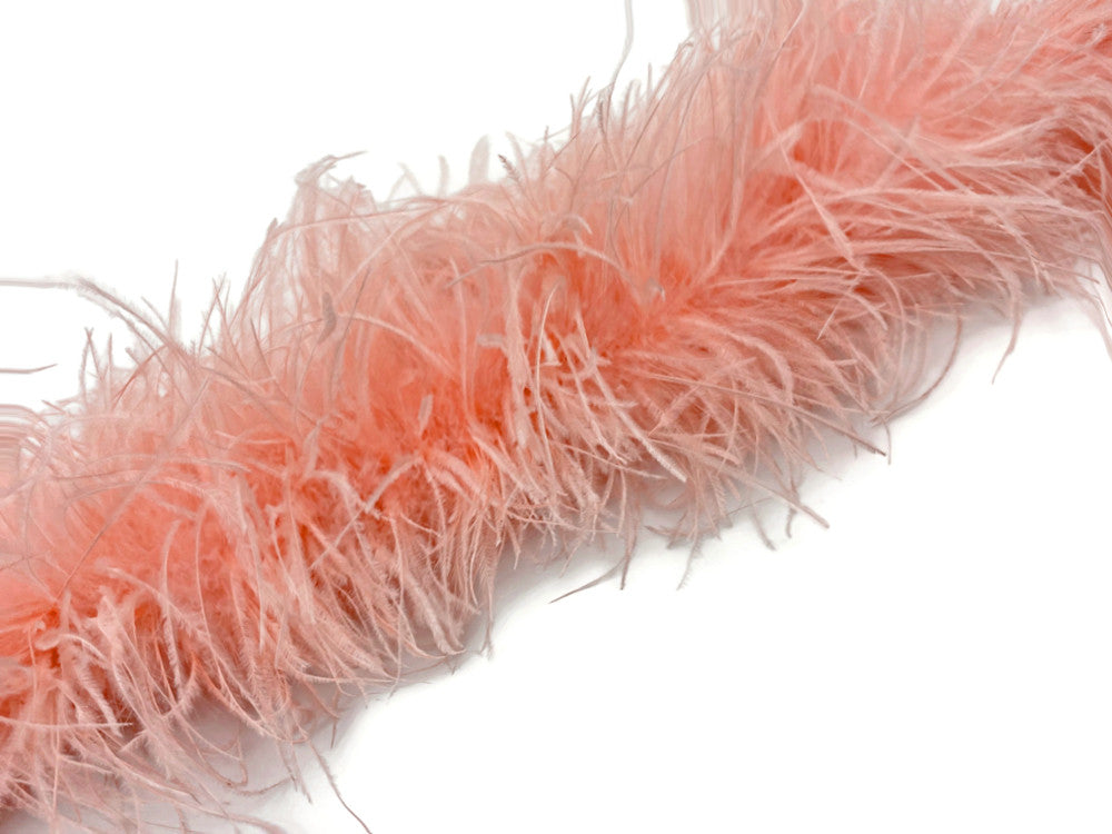 2 Yards - Pink Blush 2 Ply Ostrich Medium Weight Fluffy Feather Boa