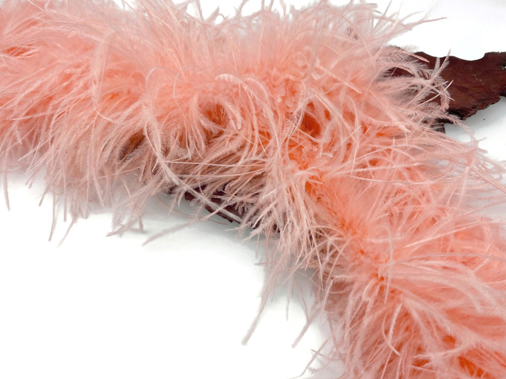 2 Yards - Pink Blush 2 Ply Ostrich Medium Weight Fluffy Feather Boa