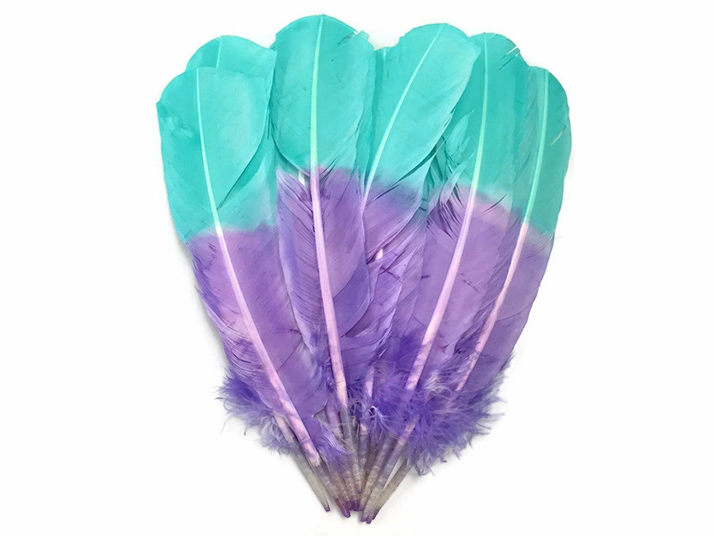 6 Pieces - Lavender Mint Two Toneturkey Round Tom Wing Quill Secondary Feathers