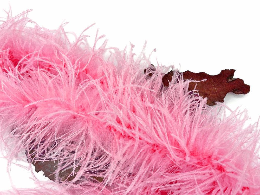 2 Yards - 5 Ply Candy Pink Heavy Weight Ostrich Fluffy Feather Boa
