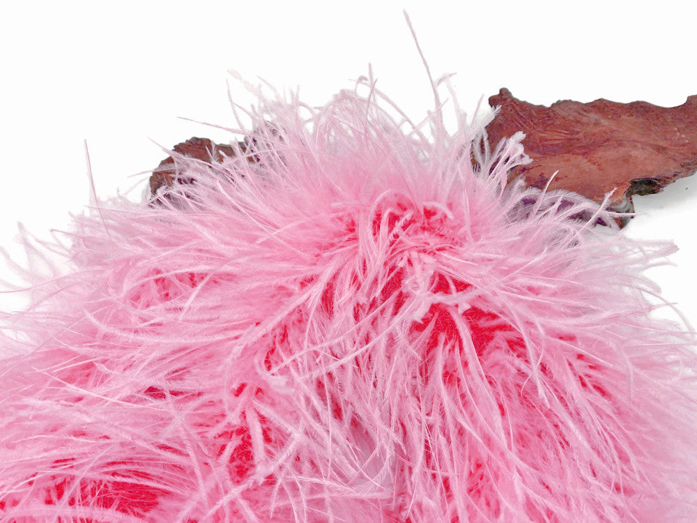 2 Yards - 5 Ply Candy Pink Heavy Weight Ostrich Fluffy Feather Boa