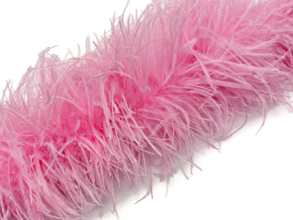 2 Yards - 5 Ply Candy Pink Heavy Weight Ostrich Fluffy Feather Boa