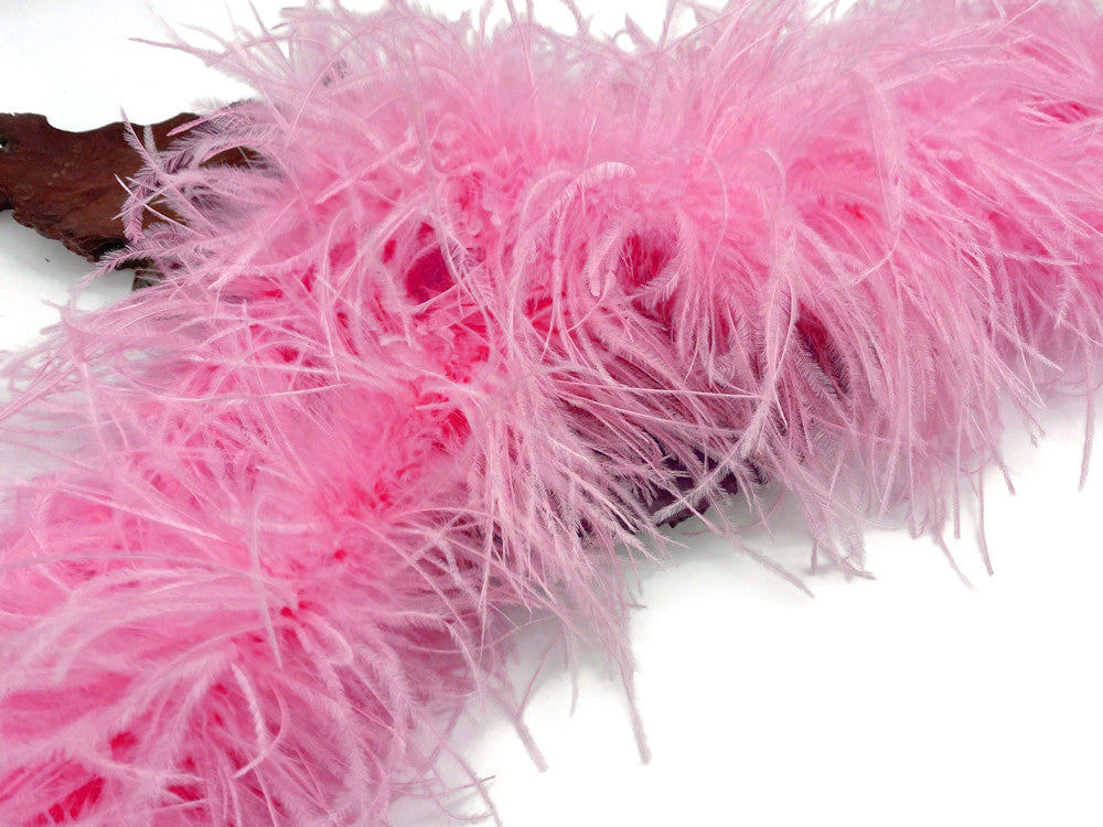 2 Yards - 5 Ply Candy Pink Heavy Weight Ostrich Fluffy Feather Boa