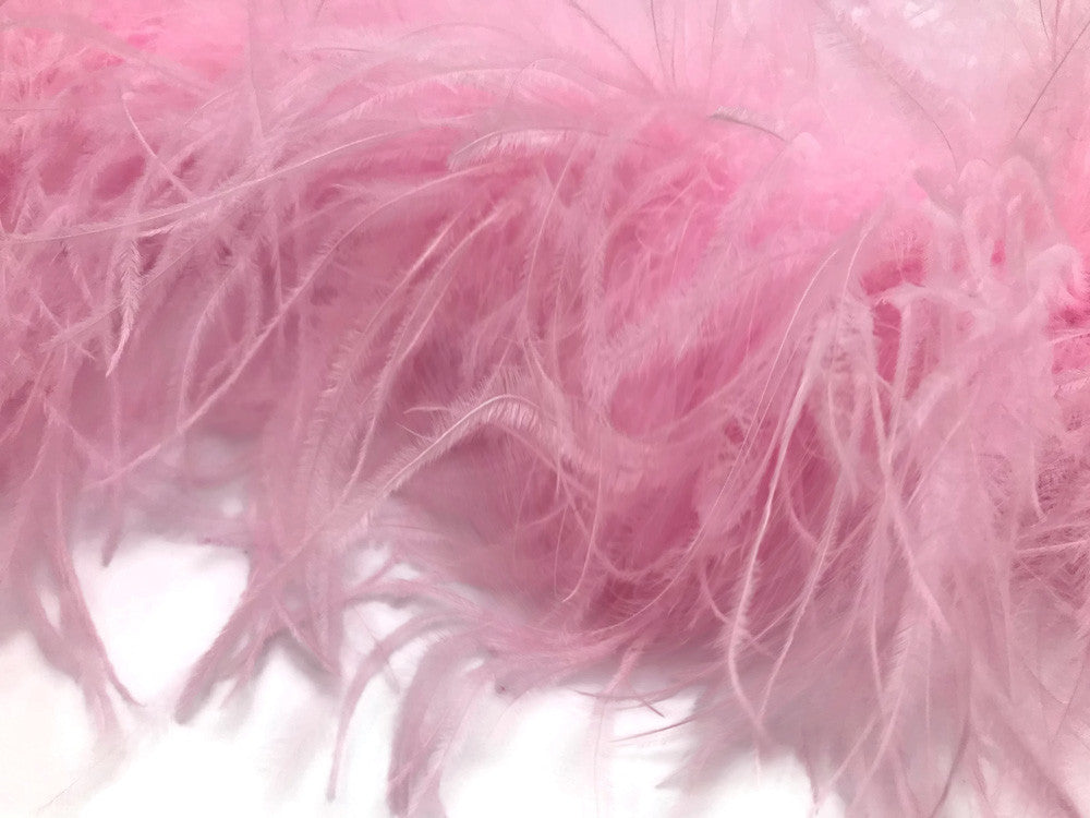 2 Yards - Light Pink 3 Ply Ostrich Medium Weight Fluffy Feather Boa