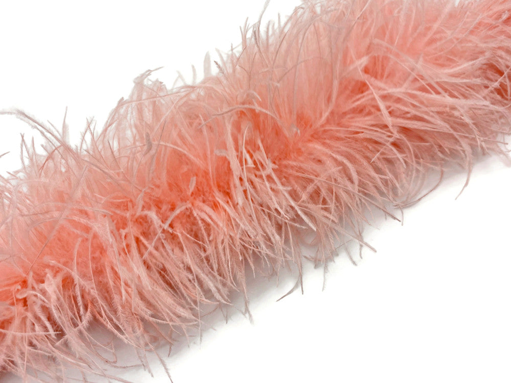 2 Yards - Pink Blush 4 Ply Ostrich Medium Weight Fluffy Feather Boa