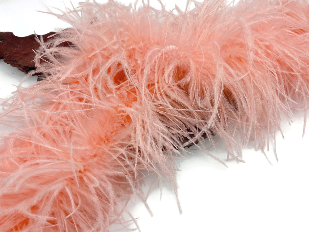 2 Yards - Pink Blush 4 Ply Ostrich Medium Weight Fluffy Feather Boa