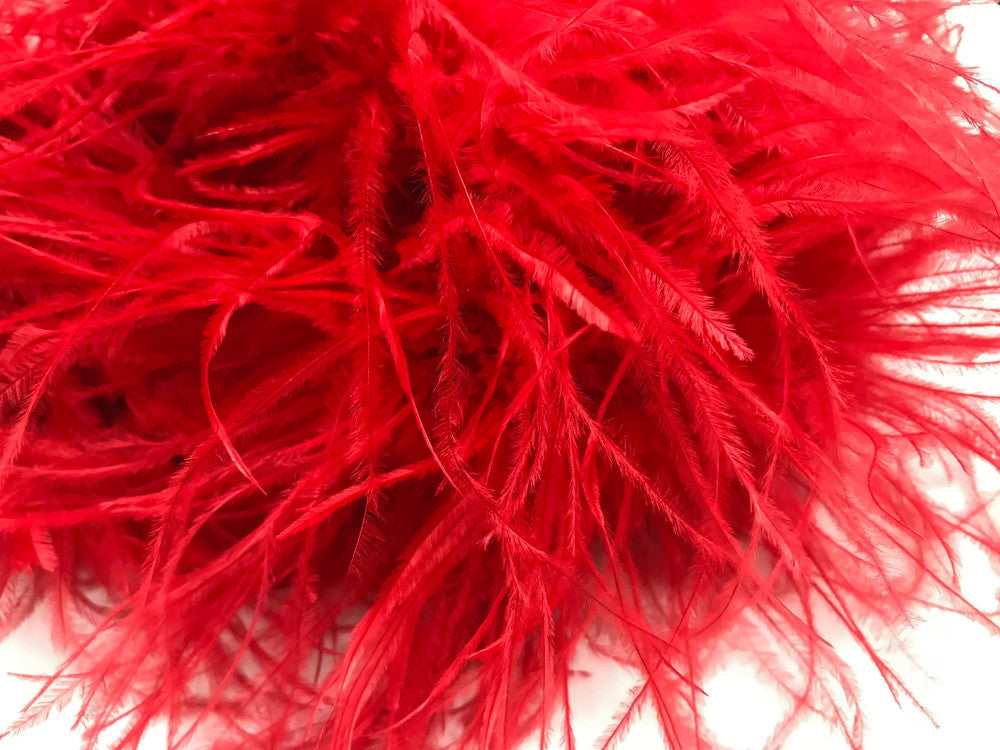 2 Yards - Red 3 Ply Ostrich Medium Weight Fluffy Feather Boa