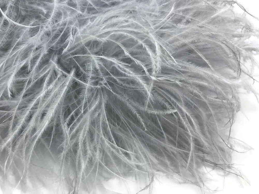 2 Yards - Light Gray 3 Ply Ostrich Medium Weight Fluffy Feather Boa