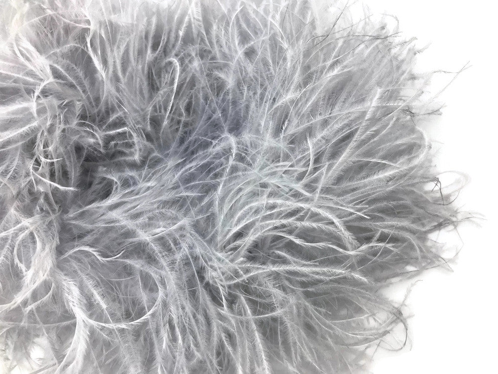 2 Yards - Light Gray 3 Ply Ostrich Medium Weight Fluffy Feather Boa