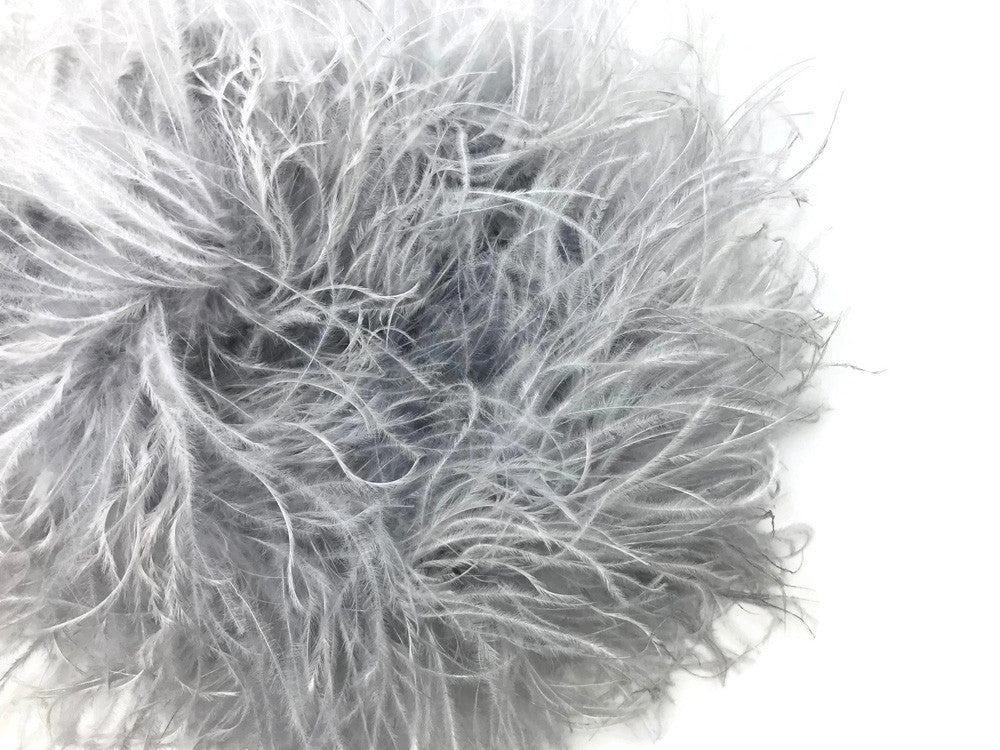2 Yards - Light Gray 3 Ply Ostrich Medium Weight Fluffy Feather Boa