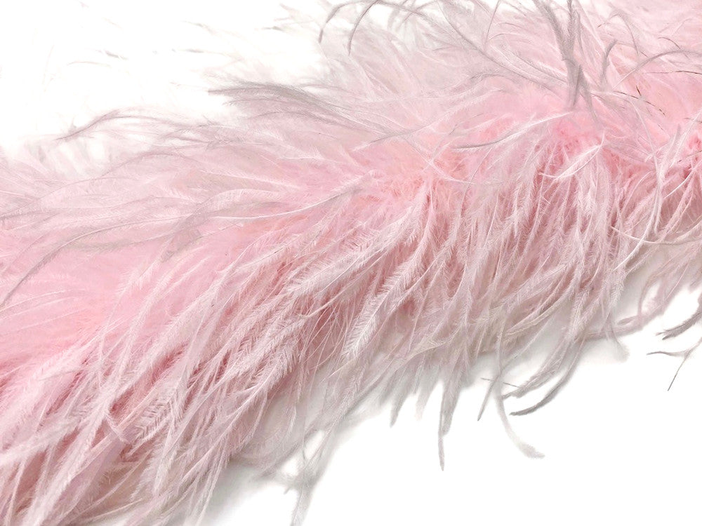 2 Yards - 5 Ply Light Pink Heavy Weight Ostrich Fluffy Feather Boa
