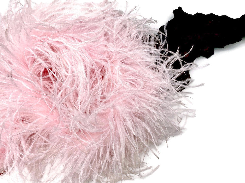 2 Yards - 5 Ply Light Pink Heavy Weight Ostrich Fluffy Feather Boa