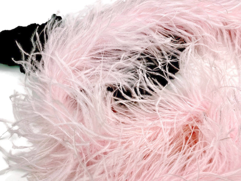 2 Yards - 5 Ply Light Pink Heavy Weight Ostrich Fluffy Feather Boa