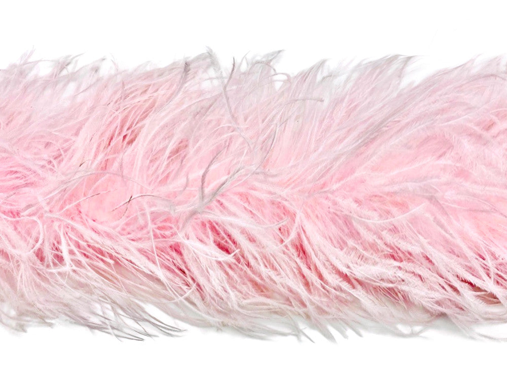 2 Yards - 5 Ply Light Pink Heavy Weight Ostrich Fluffy Feather Boa