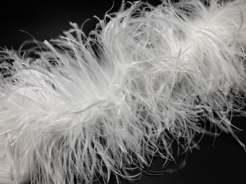 2 Yards - 5 Ply Snow White Heavy Weight Ostrich Fluffy Feather Boa