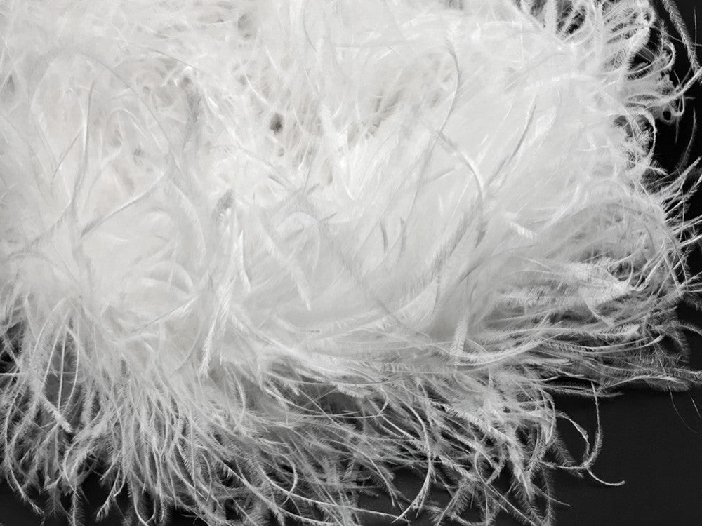 2 Yards - 5 Ply Snow White Heavy Weight Ostrich Fluffy Feather Boa
