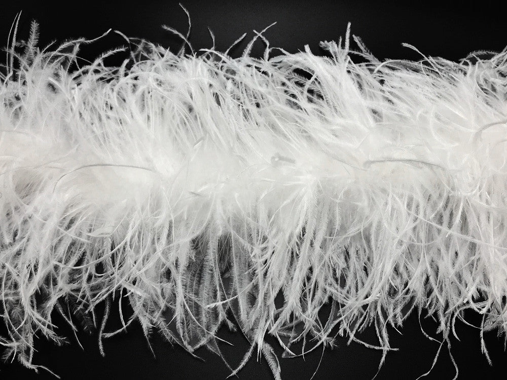 2 Yards - 5 Ply Snow White Heavy Weight Ostrich Fluffy Feather Boa