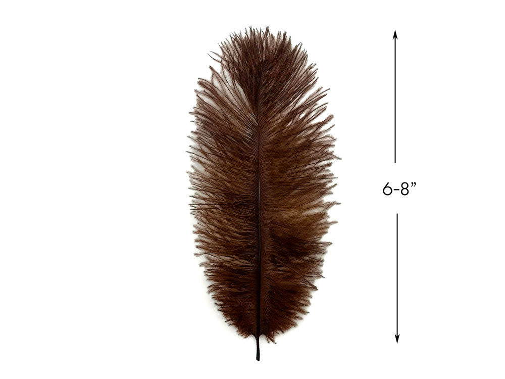 100 Pieces - 6-8" Brown Wholesale Ostrich Drabs Feathers (Bulk)