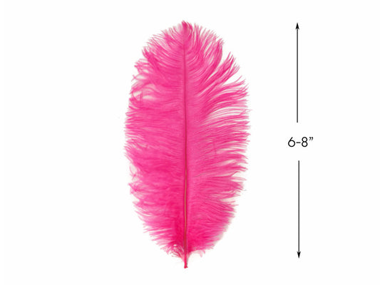 10 Pieces - 6-8" Hot Pink Ostrich Dyed Drabs Body Feathers