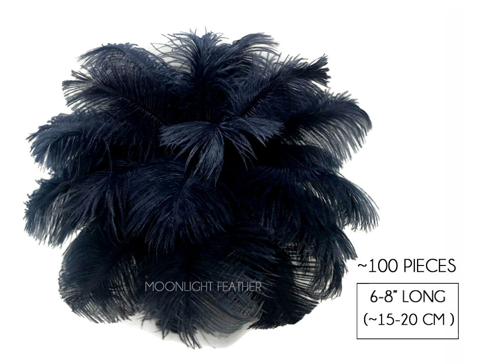 100 Pieces - 6-8" Navy Blue Ostrich Drabs Body Wholesale Feathers (Bulk)