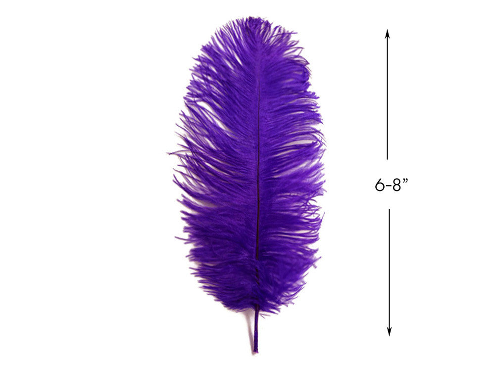 10 Pieces - 6-8" Purple Ostrich Dyed Drabs Feathers