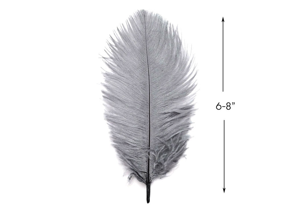 100 Pieces - 6-8" Silver Gray Ostrich Drabs Body Wholesale Feathers (Bulk)