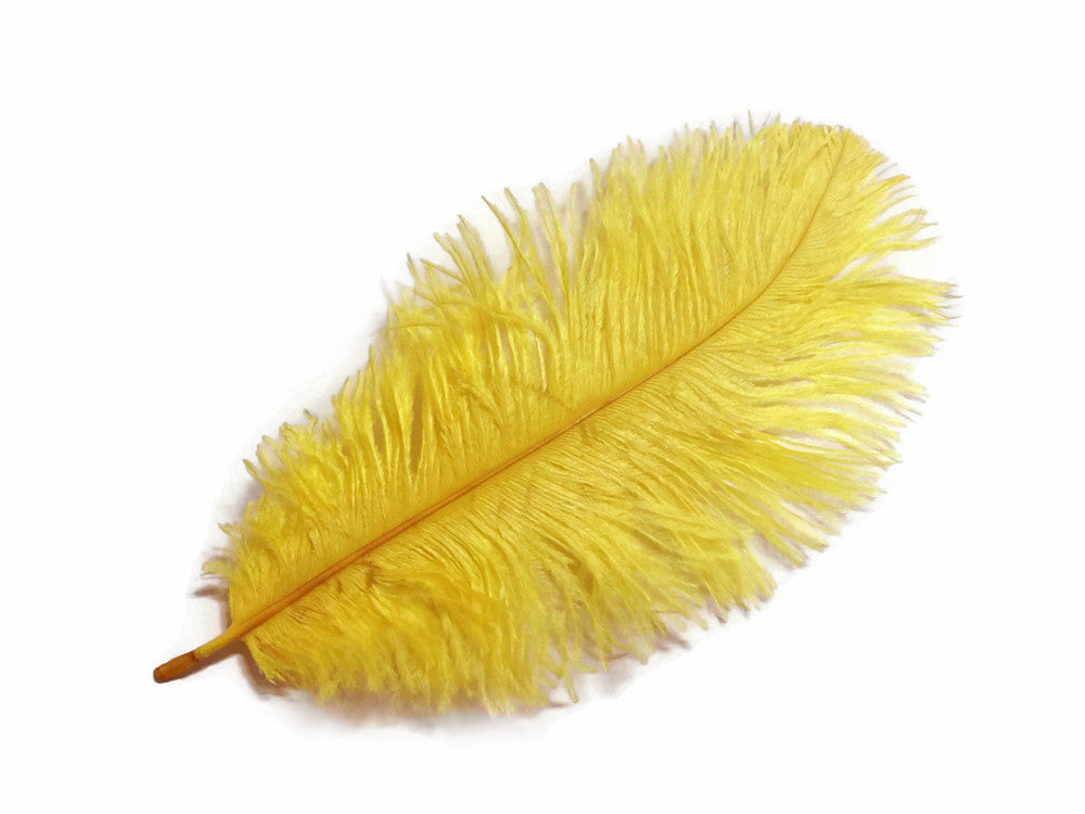 1/2 lb. - 14-17" Yellow Ostrich Large Body Drab Wholesale Feathers (Bulk)