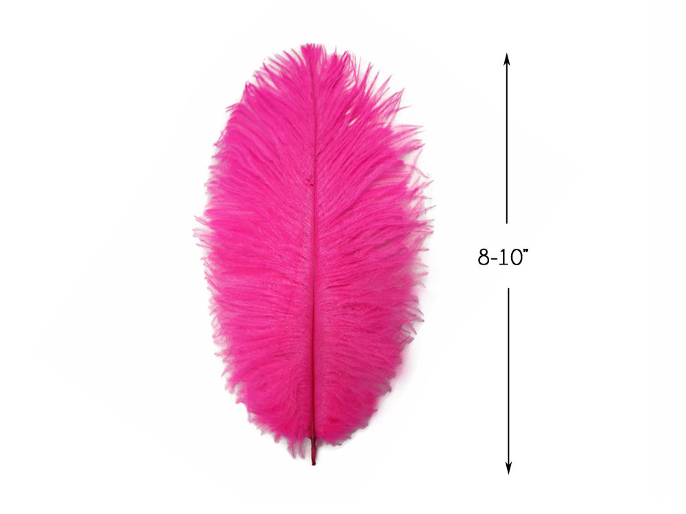 10 Pieces - 8-10" Hot Pink Ostrich Dyed Drabs Feathers