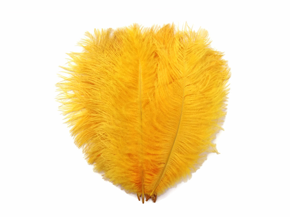 10 Pieces - 11-13" Golden Yellow Bleached & Dyed Ostrich Drabs Body Feathers