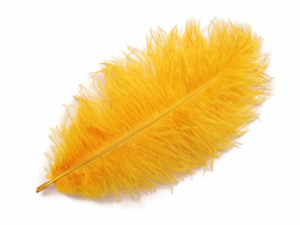 1/2 Lb. - 9-13" Golden Yellow Dyed Ostrich Body Drab Wholesale Feathers (Bulk)