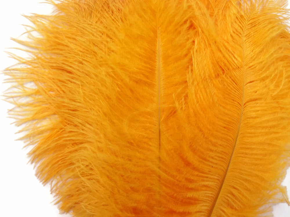 10 Pieces - 8-10" Golden Yellow Ostrich Dyed Drabs Feathers