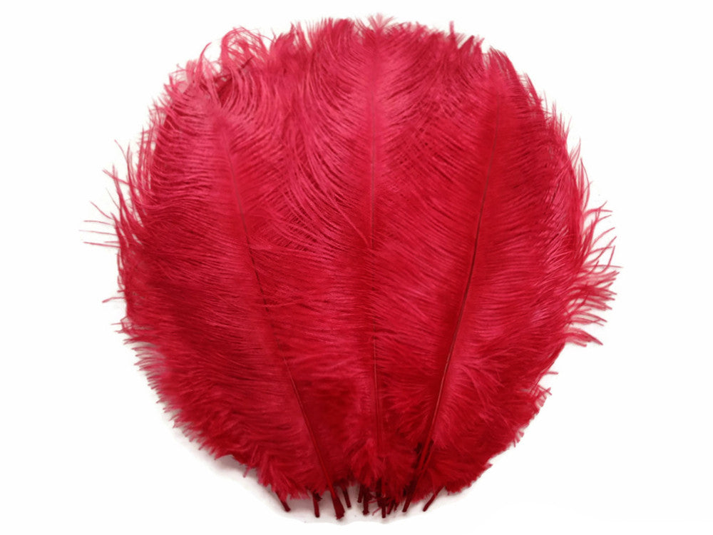 10 Pieces - 14-17" Red Ostrich Ostrich Dyed Drab Body Feathers