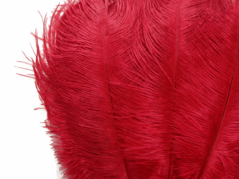 10 Pieces - 14-17" Red Ostrich Ostrich Dyed Drab Body Feathers