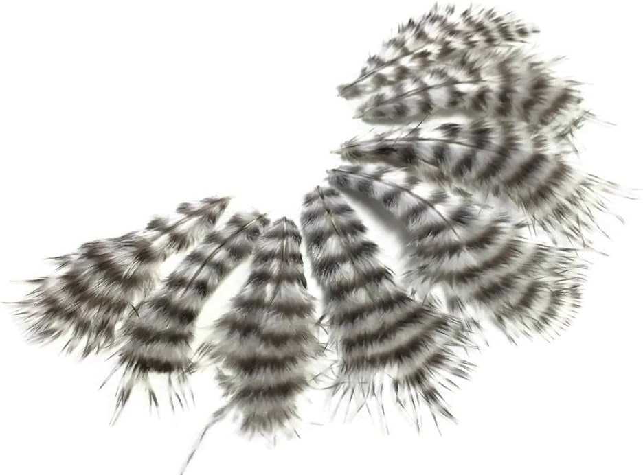 1 Dozen - Natural Grizzly Grizzly Mini Rooster Chickabou Fluff Whiting Hair Feathers