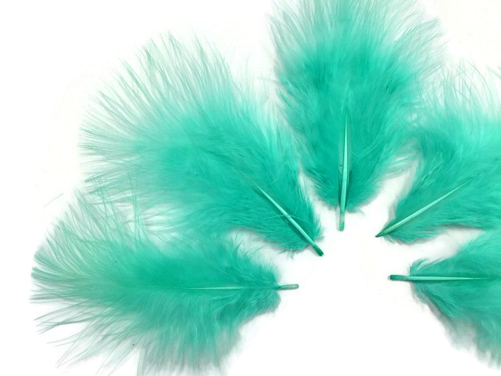 1/4 Lb - Aqua Blue Turkey Marabou Short Down Fluffy Loose Wholesale Feathers (Bulk)