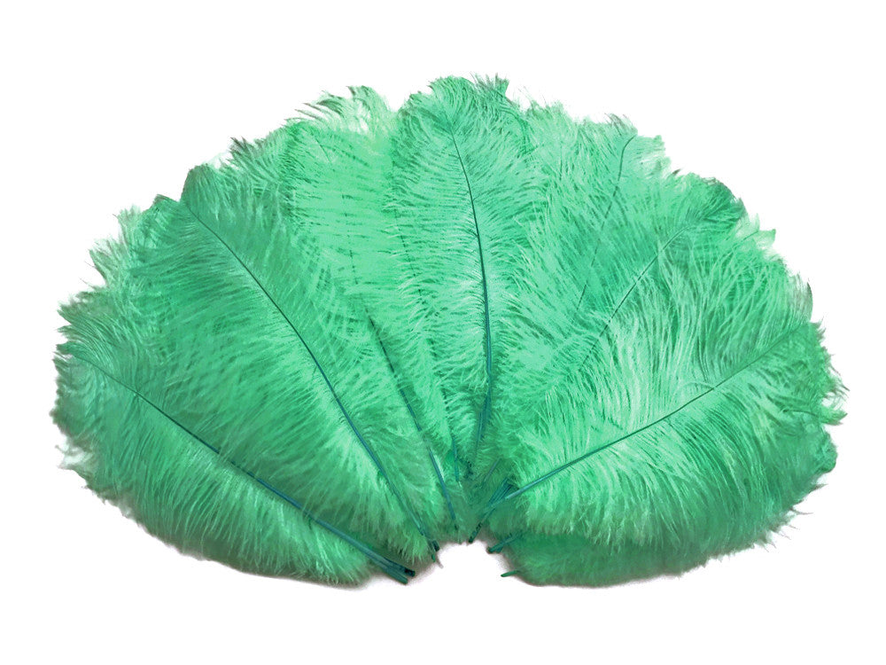 10 Pieces - 6-8" Aqua Green Ostrich Dyed Drabs Body Feathers