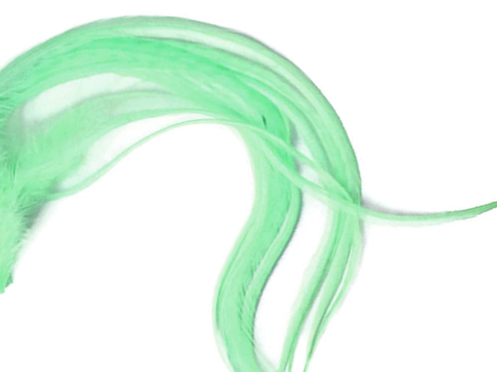 1 Dozen - Short Solid Aqua Mint Whiting Farm Rooster Saddle Hair Extension Feathers