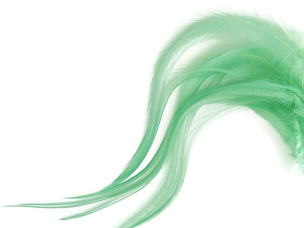 1 Dozen - Short Solid Aqua Mint Whiting Farm Rooster Saddle Hair Extension Feathers