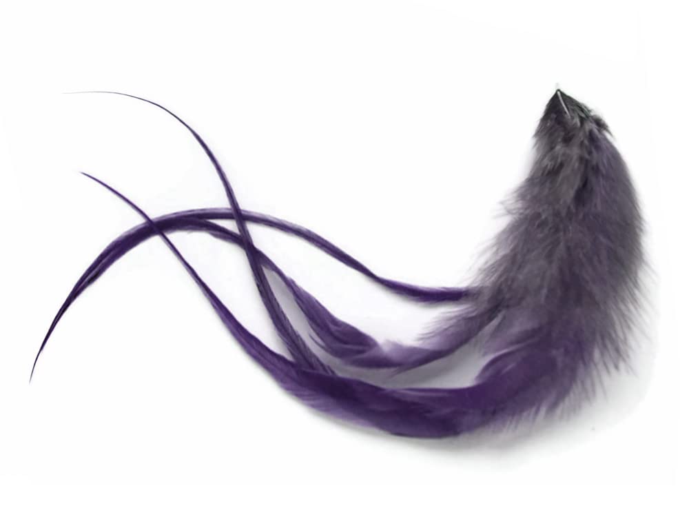 4 Pieces - Pandora Blendz Ombre Thick Long Whiting Farm Rooster Hair Extension Feathers