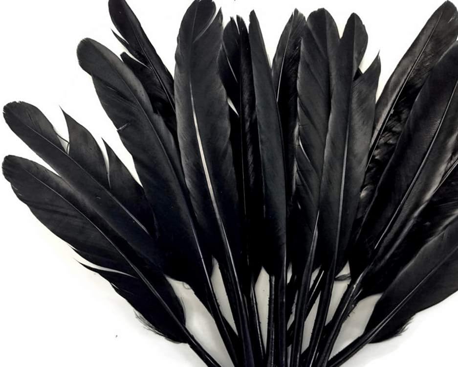 1 Pack - Black Dyed Duck Cochettes Loose Wing Quill Feather 0.30 Oz.