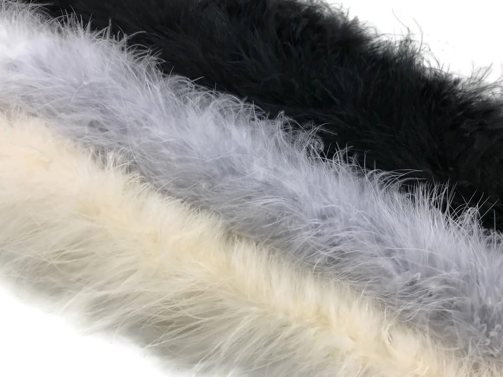 2 Yards - Ivory Turkey Medium Weight Marabou Feather Boa 25 Gram