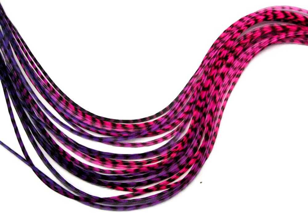 4 Pieces - Pinkle Blendz Ombre Thin Long Whiting Farm Rooster Hair Extension Feathers