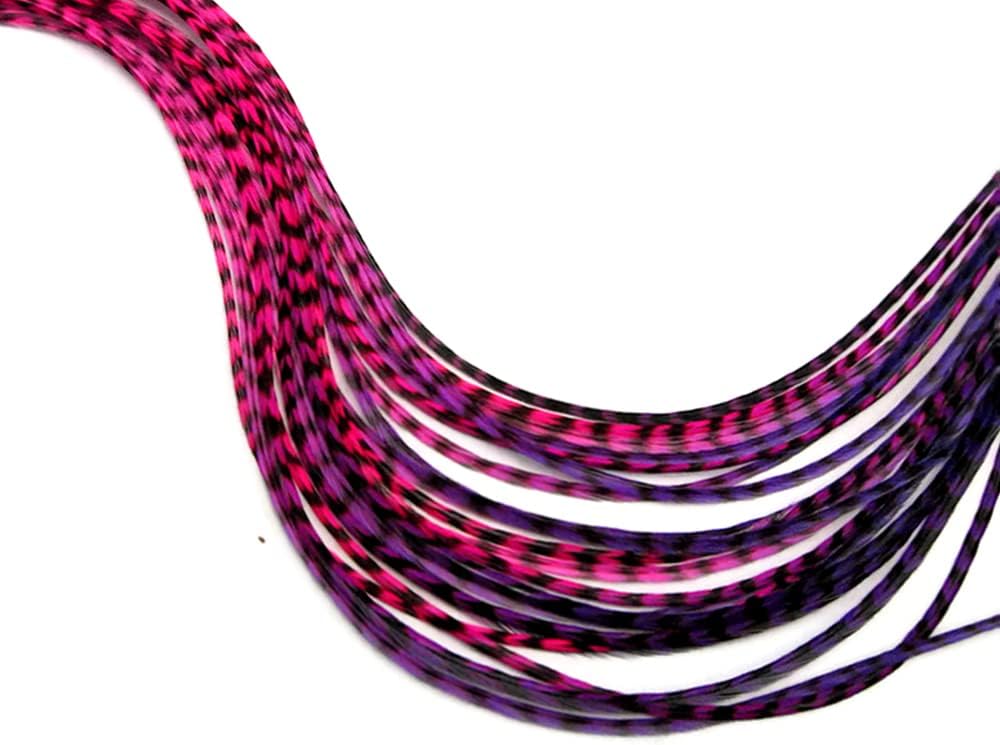 4 Pieces - Pinkle Blendz Ombre Thin Long Whiting Farm Rooster Hair Extension Feathers