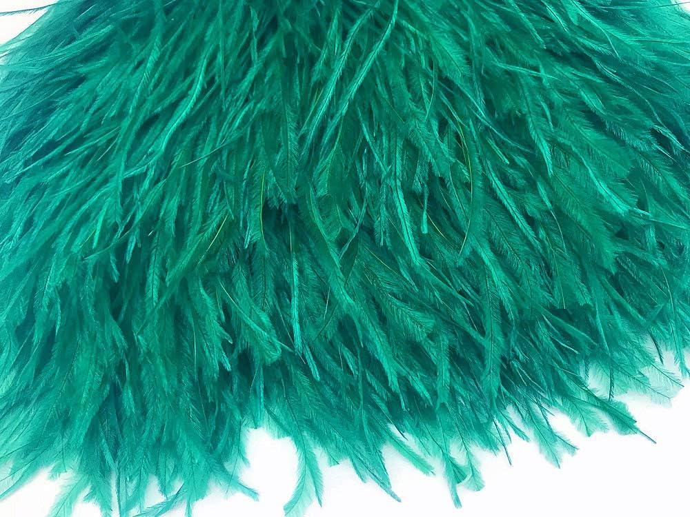 10 Yards - Ocean Green Ostrich Fringe Trim Wholesale Feather (Bulk)