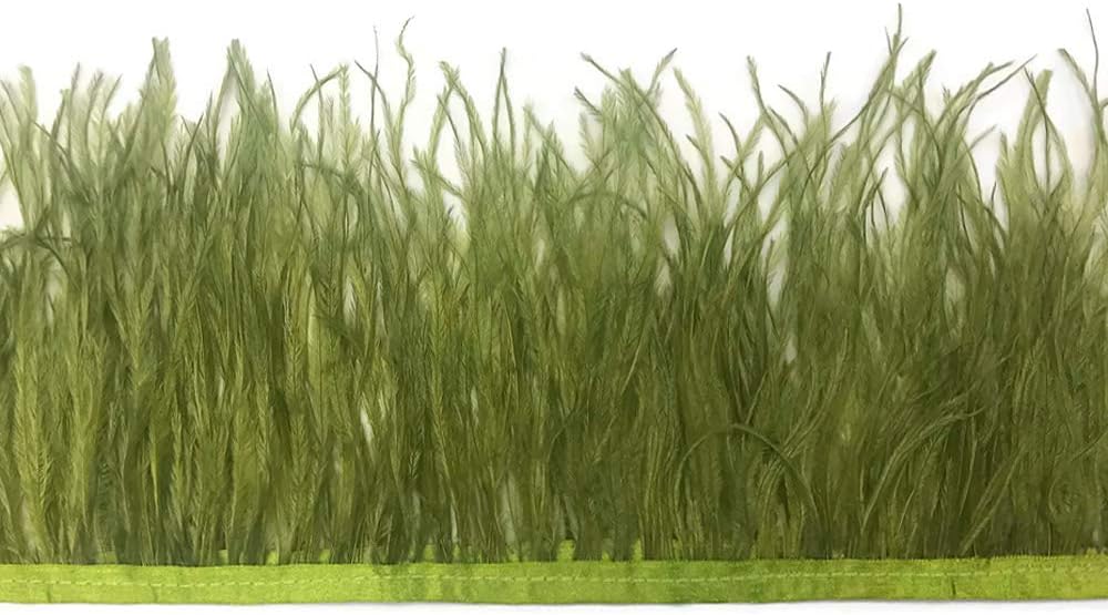6 Inch Strip - Olive Green Ostrich Fringe Trim Feather