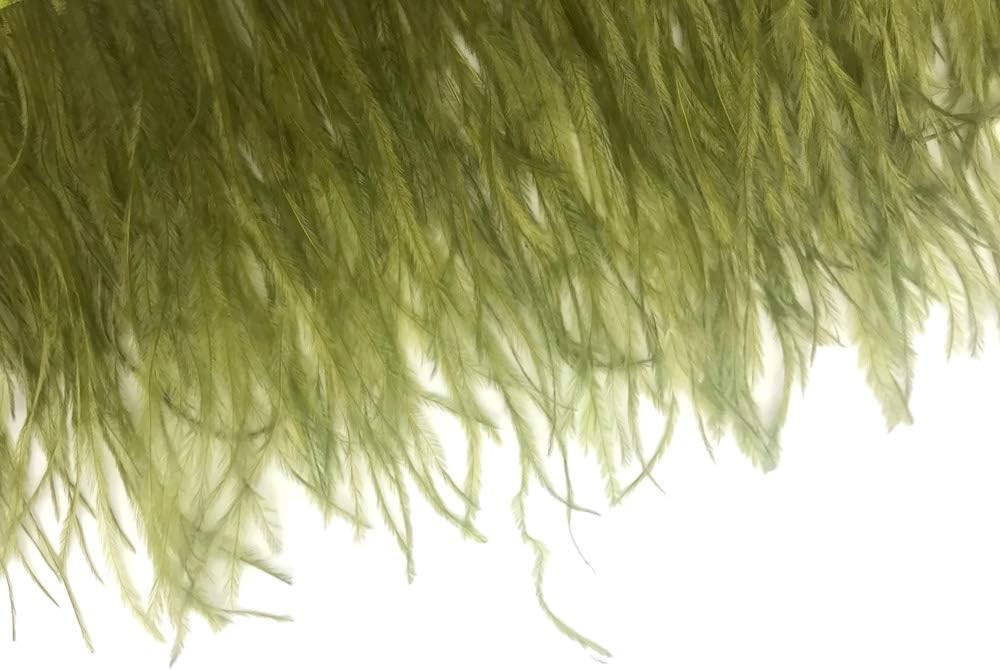 6 Inch Strip - Olive Green Ostrich Fringe Trim Feather