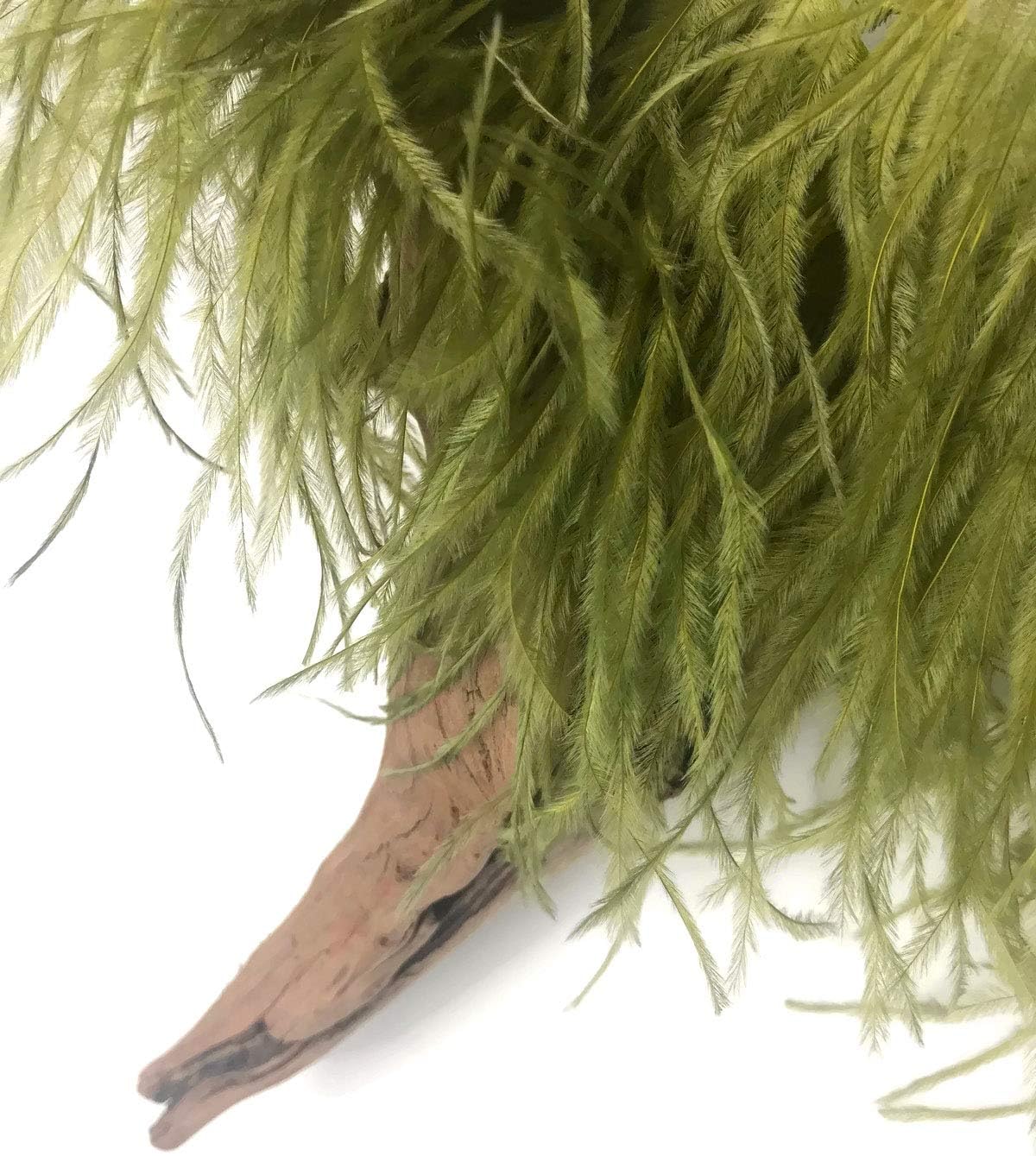 6 Inch Strip - Olive Green Ostrich Fringe Trim Feather