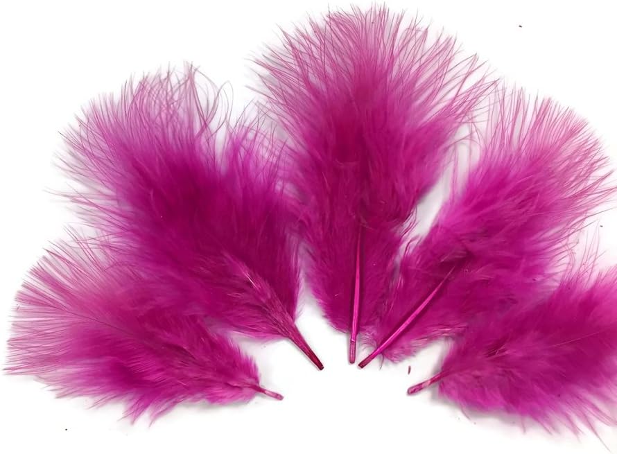 1/4 Lb - Fuchsia Pink Turkey Marabou Short Down Fluffy Loose Wholesale Feathers (Bulk)