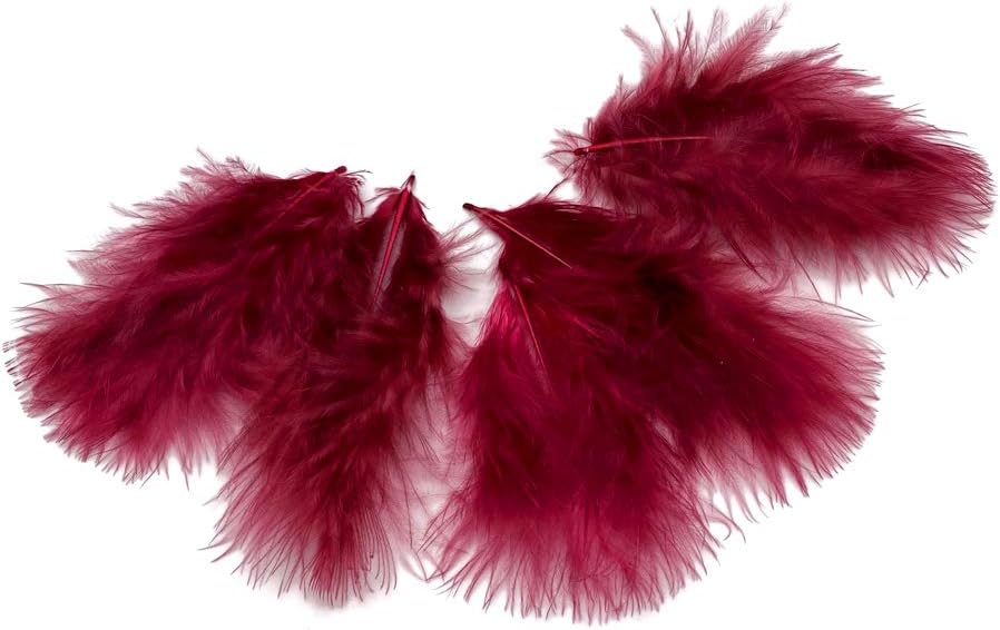 1/4 Lb - Burgundy Turkey Marabou Short Down Fluffy Loose Wholesale Feathers (Bulk)